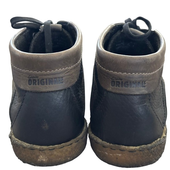 Clarks Original Mocassin Chukka Boot Natural Crepe Sole Sz 9.5 Black Leather - Picture 5 of 9